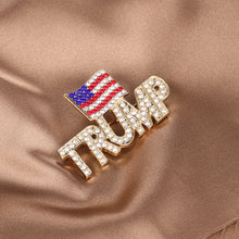 Rhinestone American Flag TRUMP Brooch