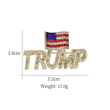 Rhinestone American Flag TRUMP Brooch