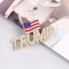 Rhinestone American Flag TRUMP Brooch