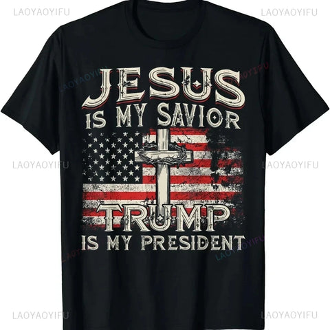 Jesus is my savior Trump is my President Short Sleeved T-shirt